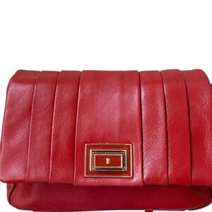 Anya Hindmarch Bits & Bobs Pleated Leather Crossbody Bag/Clutch Red